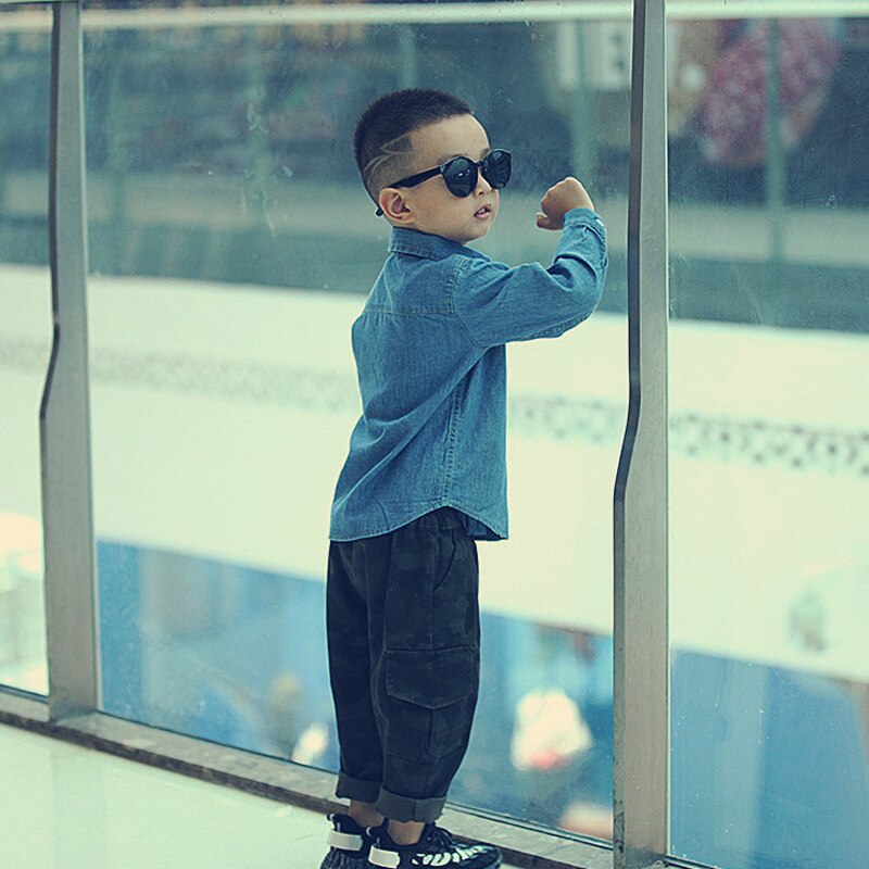 Ropa de primavera para niños, Camisa vaquera de manga larga, ropa para niños, Camisa vaquera de algodón, ropa para niños BB307