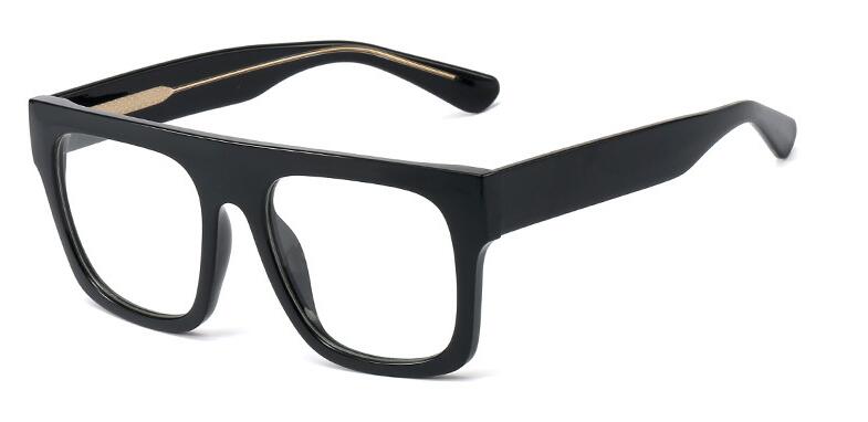 Transparent Glasses Oversized Square Women's Eyeglasses Frame Flat Top Men's Glasses Frame Pink Blue Large Feminine Glass: C1 black clear