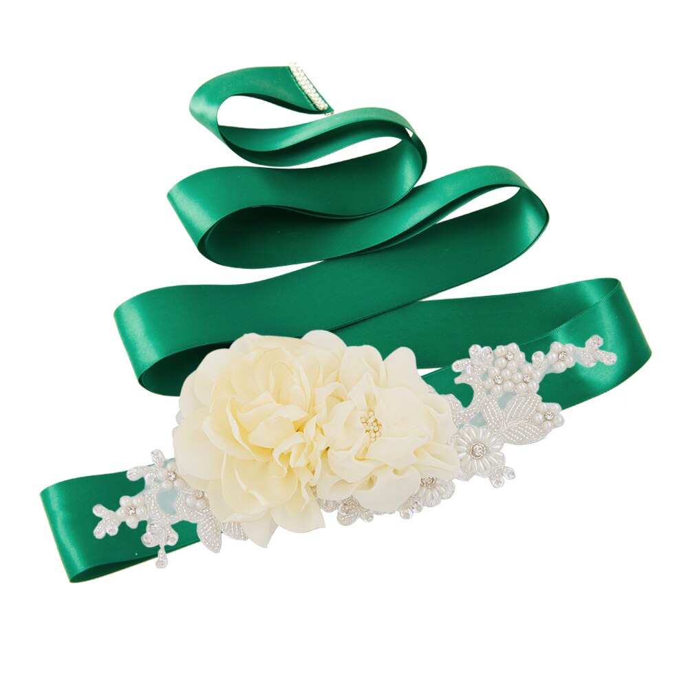 Zms 172 bloemenriem voor bruiloft, lange feestjurk, zwangerschapsjurk, kralenriemen, blauwe bruidsaccessoires, damesriemen: Groente