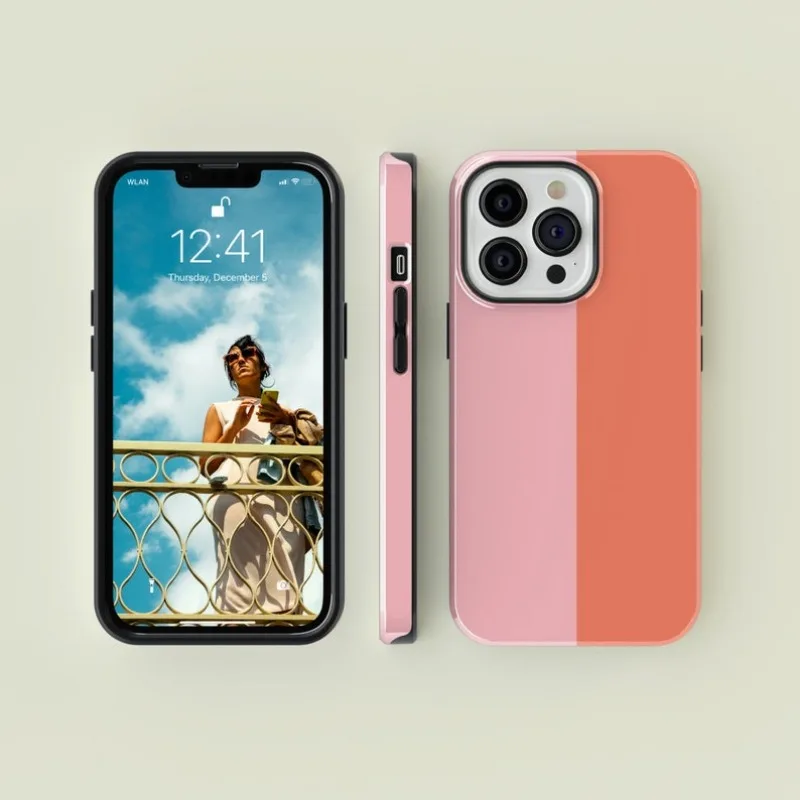 Coque rose bicolore pour IPHONE 16ProMax 15 14 13 12 11 PRO Plus, étui de téléphone magnétique deux en un en acrylique TPU