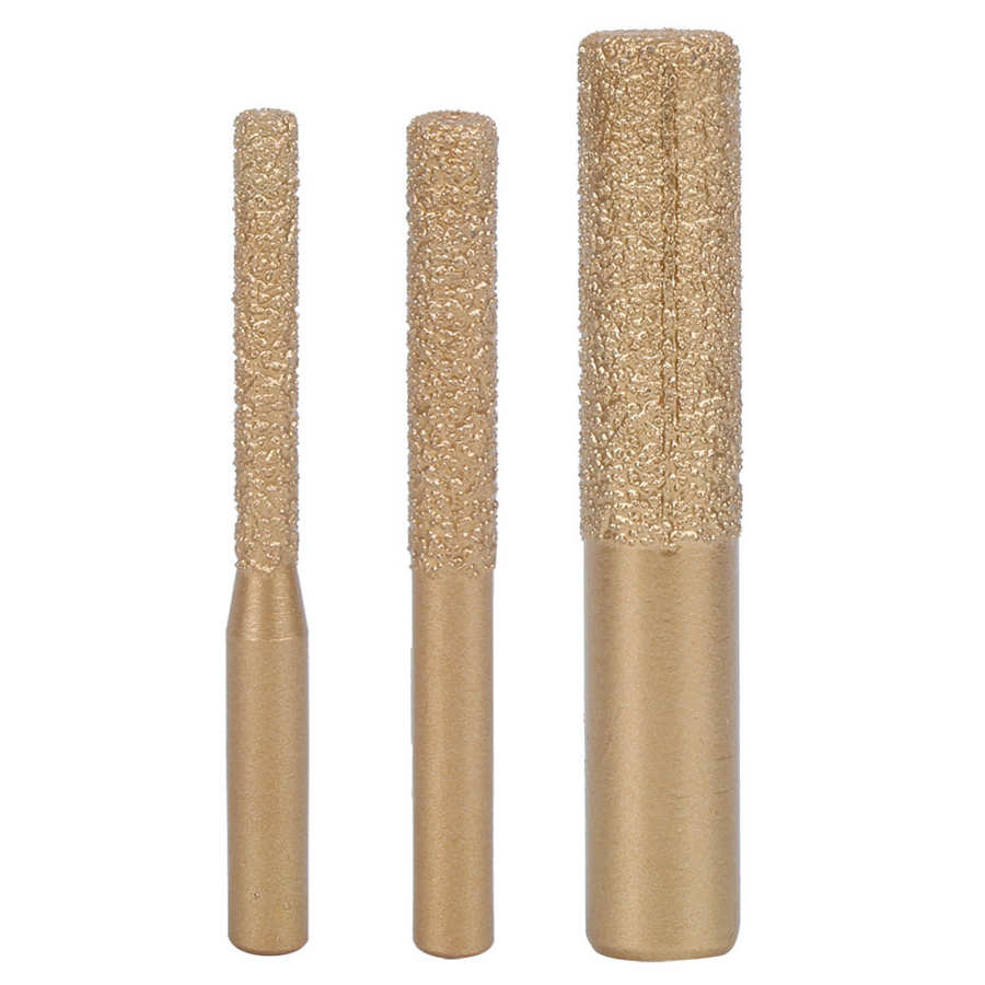 3 Size Diamond Router Bits Golden Brazed Straight Shank Marble Stone Granite Diamond Router Bits Engraving Machine Carving Tool