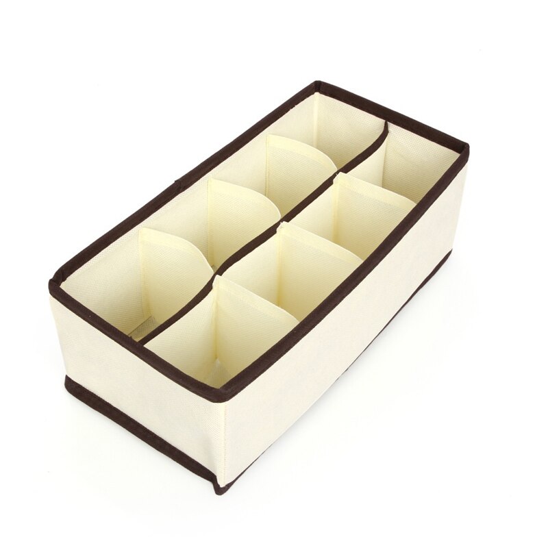 Underwear Bra Storage Box, Foldable Fabric Closet Organizer Drawer Closet Organizers Boxes for Underwear Scarves Socks Bra ect.: 1pcs Beige 8 cells