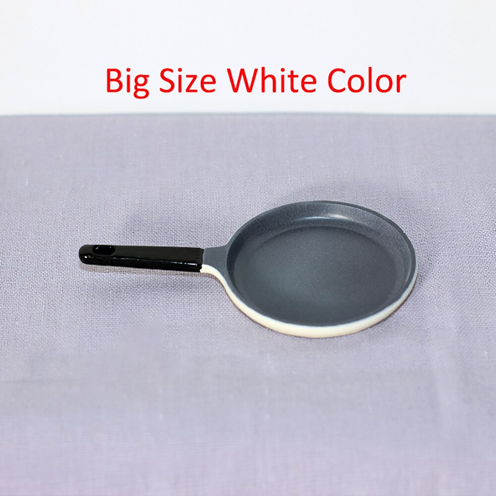 1/12 1/6 Dollhouse Miniature Accessories Mini Alloy Frying Pan Model Simulation Saucepan Toys for Doll House Decoration: Big Size White