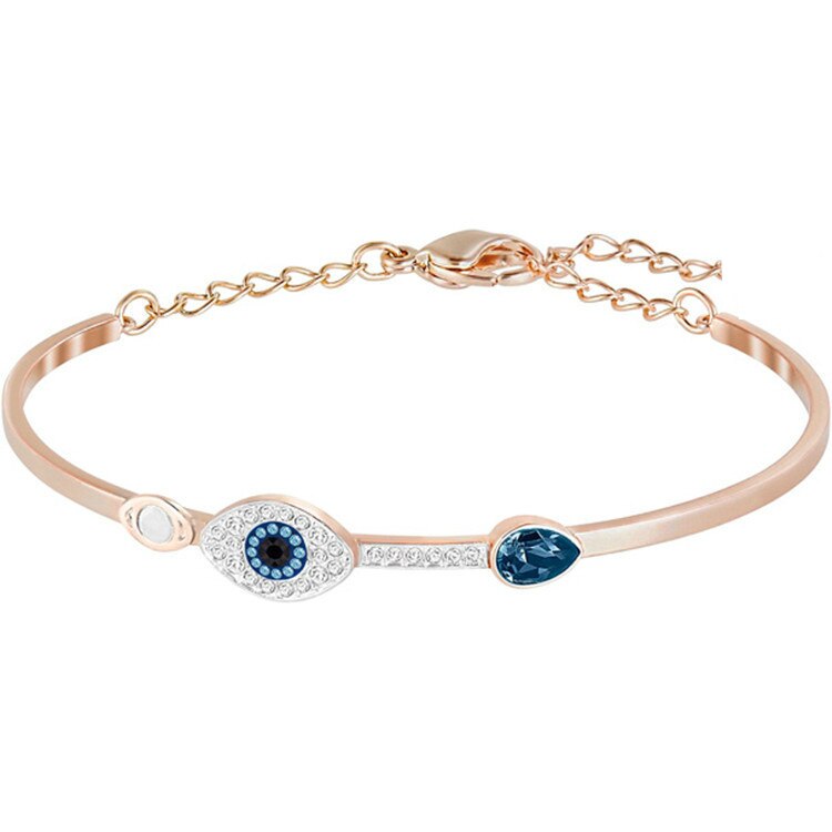 Blue Devil's Eye Necklace Icy Wind Pendant Rose Gold Bracelet Tassel Female Earrings Jewelry Sets: A5