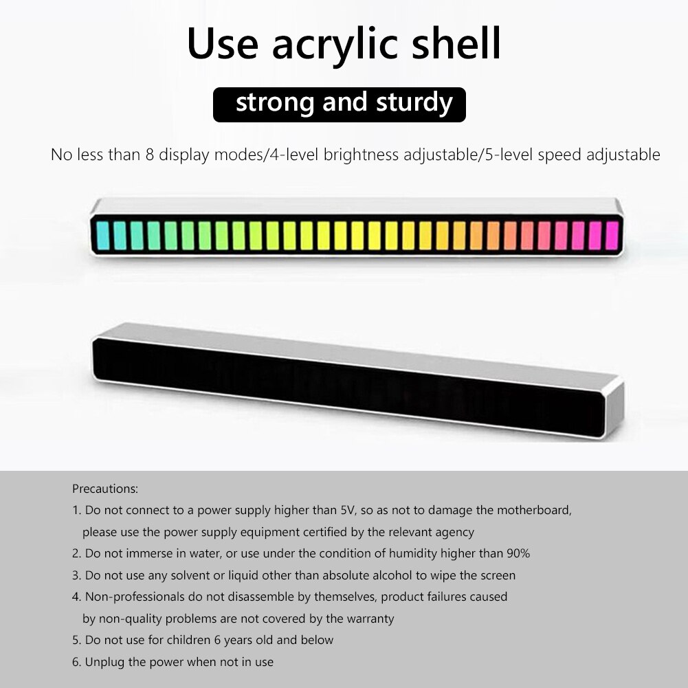 5v rgb-farblichter, 32 leds, sprachgesteuerte ambiente-lichtleiste für pickups, auto-lichtleiste, pickup-tischdekoration, party-dekoration