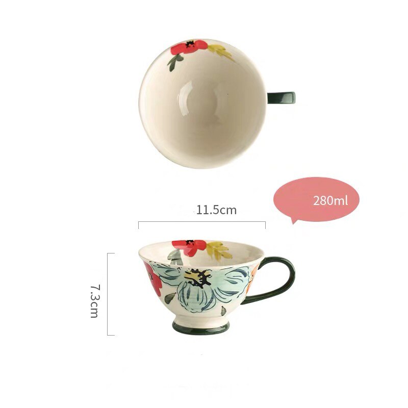 Flower Blooming Ceramic Dinnerware Set Personality Bowl Fish Plate Saucer 6/8/10 Inch Plate Double Ear Noodle Soup Bowl: breakfast cup