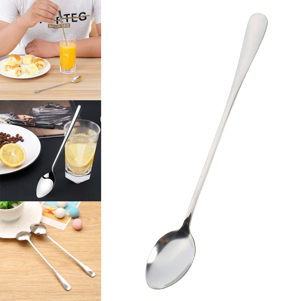 1Pc Stainless Steel Creativity Tea Spoon Dessert Coffee Ice Cream Stir Spoons Kitchen Accessories Bar Tools Long Handle