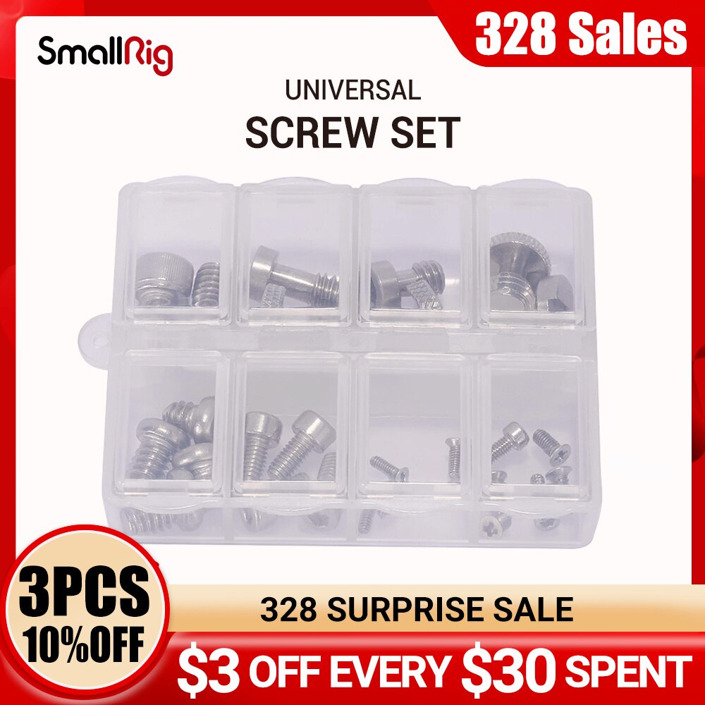 SmallRig Full Kit of 26 Screw Set Mounting Screws for Camera Cages, Handles, Plates Includes 1/4, 3/8, M2, M2.5, M3/M4 AAK2326