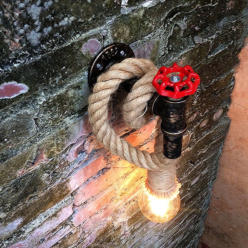 Loft touw waterleiding wandlamp licht veranda voordeur gang wandlamp wandlampen trap balkon magazijn bar industriële inrichting