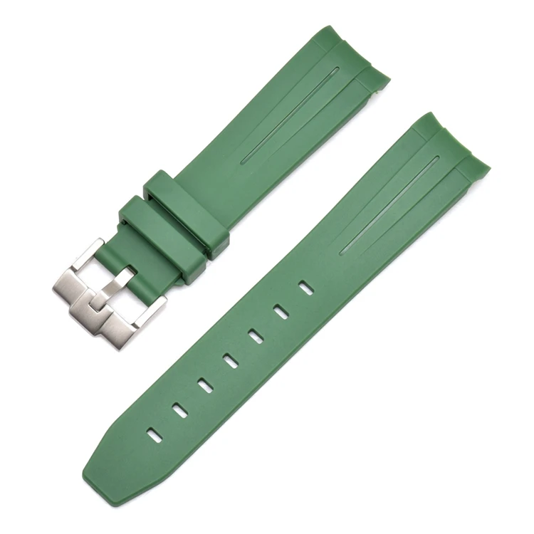 Correa de reloj para Omega X Swatch Joint MoonSwatch Speedmaster, correa de silicona de goma con extremo curvo, pulsera deportiva suave para hombres y mujeres de 20mm: Verde