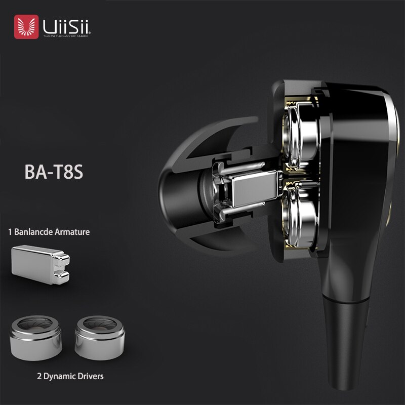 UIISII BA-T8S 2DD + 1BA 6 lecteurs technologie hybride écouteur HIFI isolation du bruit stéréo avec micro moniteur casque 100% boîte d'origine