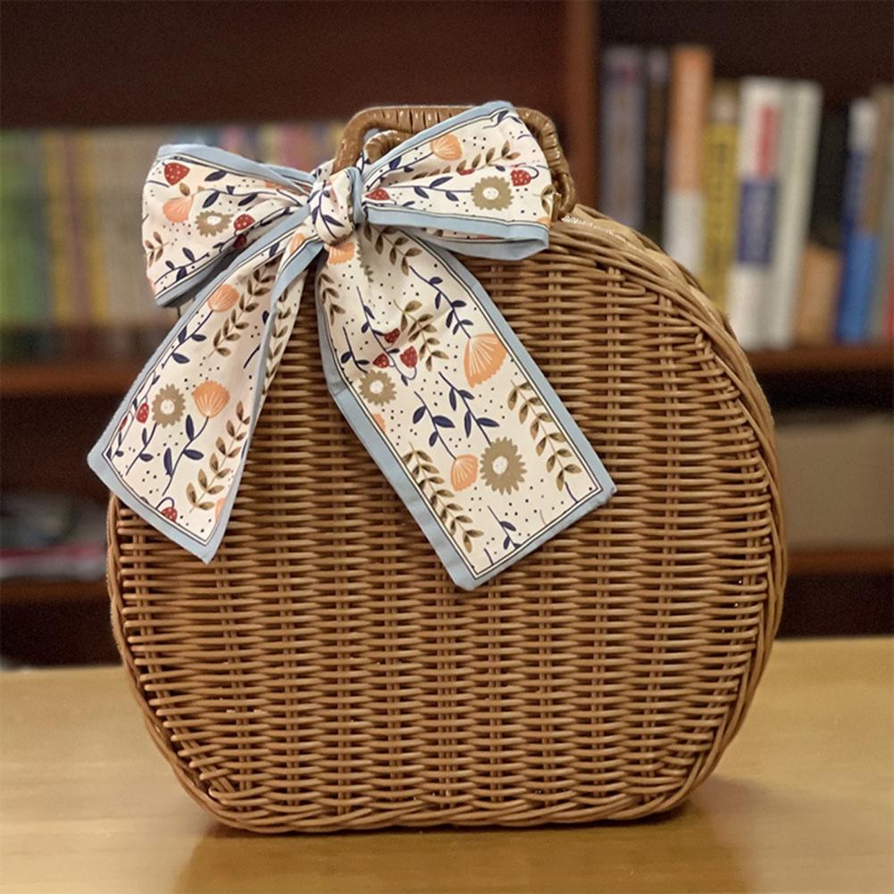 Valise en osier, boîte à bagages tissée en rotin, panier de pique-nique tissé Vintage, boîte de rangement, accessoires ménagers