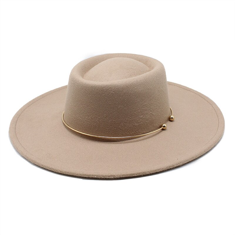 Fedora – chapeau feutré De Jazz pour femmes et hommes, à large bord De 9.5CM, avec chaîne en or, automne hiver, robe formelle: Light purple gray