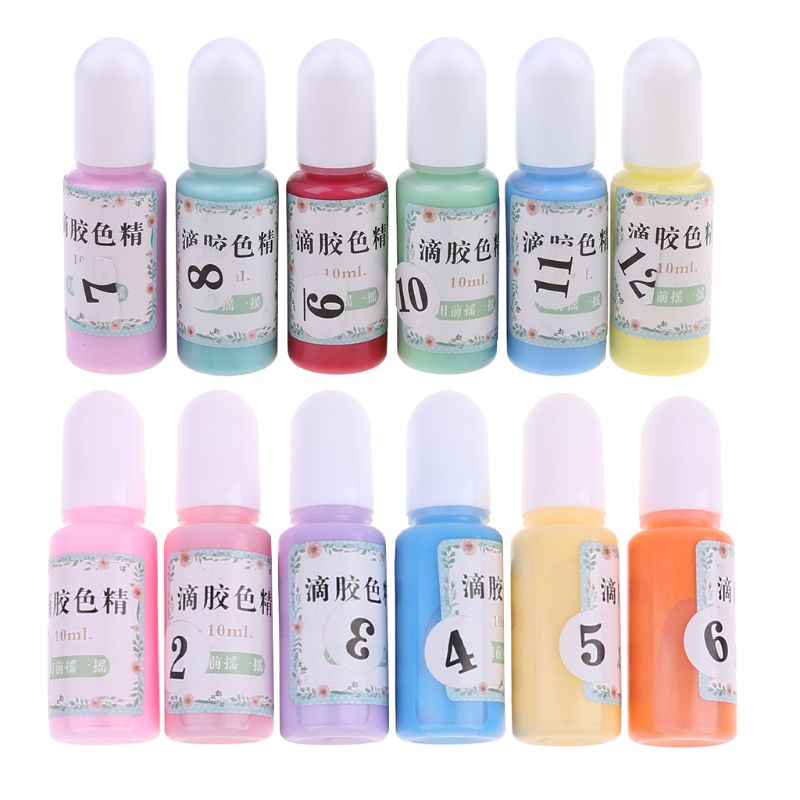 12 flasker flydende macaron slik farve harpiks pigment farvestof harpiks epoxy smykker diy