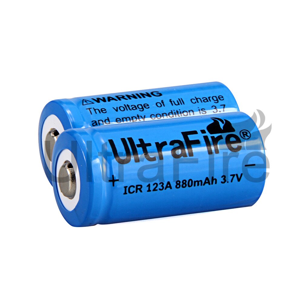 UltraFire – batterie Lithium-ion Rechargeable ICR 123A/16340, CR123A, 3.7V, 880mAh, 16340, pour appareil photo, lampe de poche LED