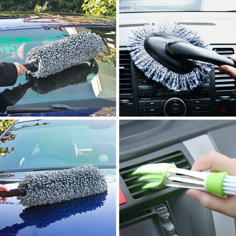 Car Duster Kit,Set Of 4,Extendable Microfiber Multipurpose Duster/Cleaning Dashboard Duster/Interior Car Detailing Brush,Exterio