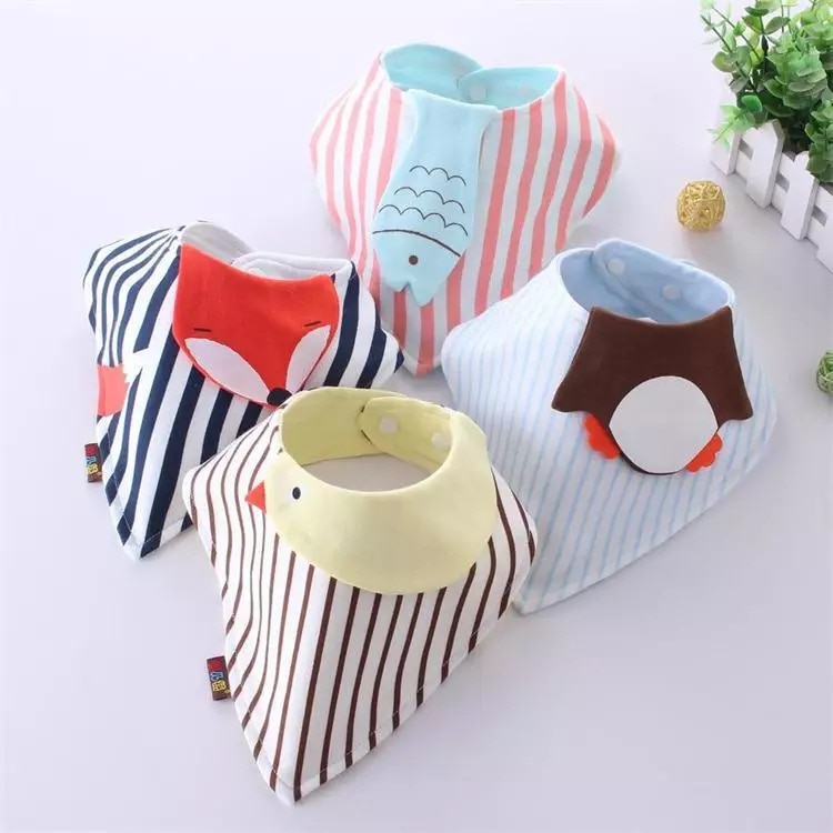 Reusable Washable Cotton Baby Bibs Burp Cloth Print Arrow Wave Triangle Bibs Cotton Adjustable Baby Meal Bib Infant Bibs