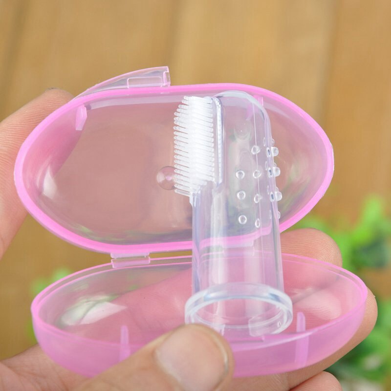 Baby Vinger Tandenborstel Met Doos Kinderen Tanden Clear Massage Zachte Siliconen Zuigeling Rubberen Borstel Massager Set