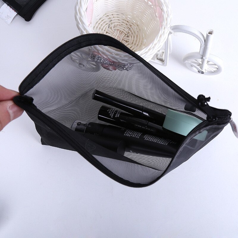 eTya Travel Cosmetic Bag Zipper Transparent Net Toiletry Kits Storage Pouch Female Gir Beauty Makeup Pouch Case