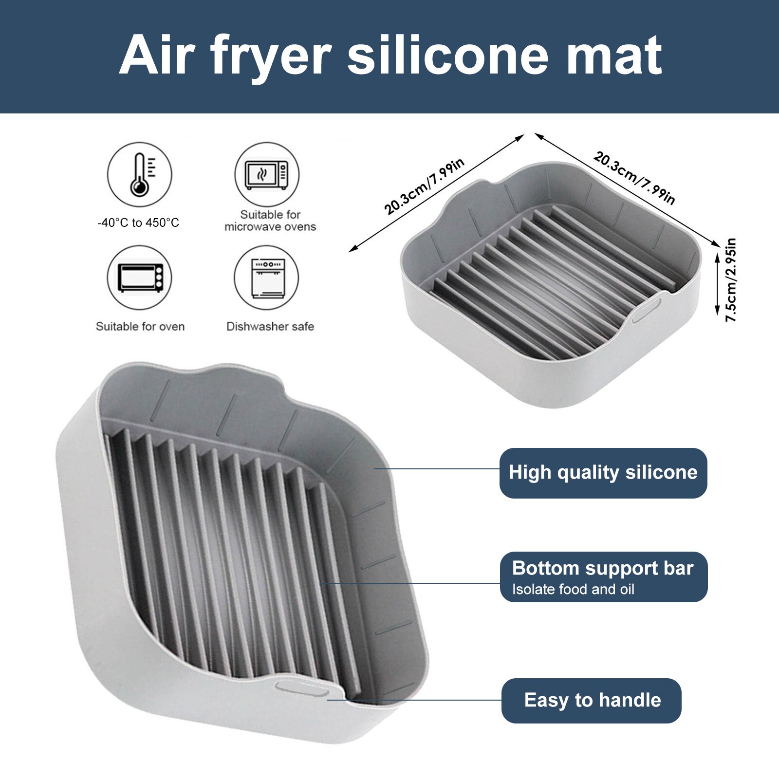 Square Silicone Air Fryer Liner Reusable Air Fryer Basket Non Stick Basket Baking Cooking Kitchen Utensils Airfryer Accessories