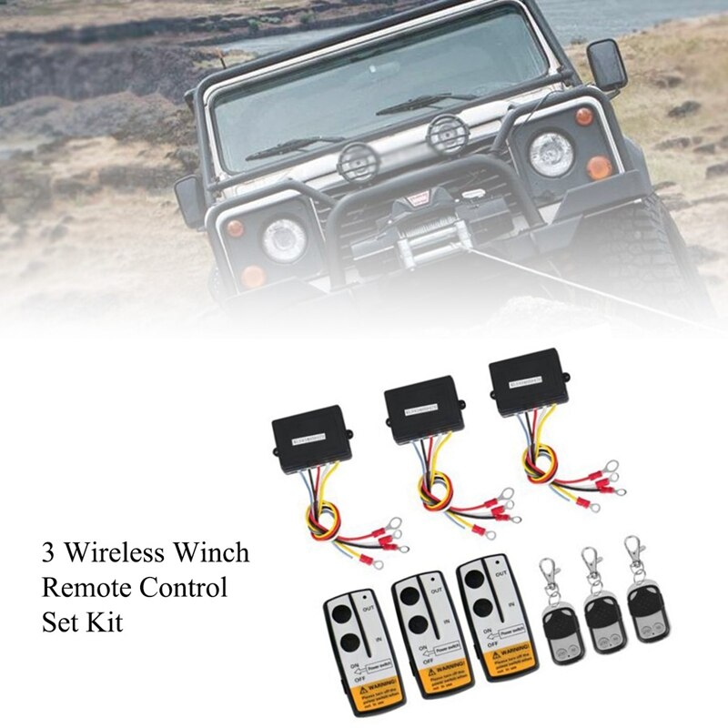 12V 50Ft Wireless Winch Remote Control Set Kit Switch Handset for Jeep Truck SUV ATV