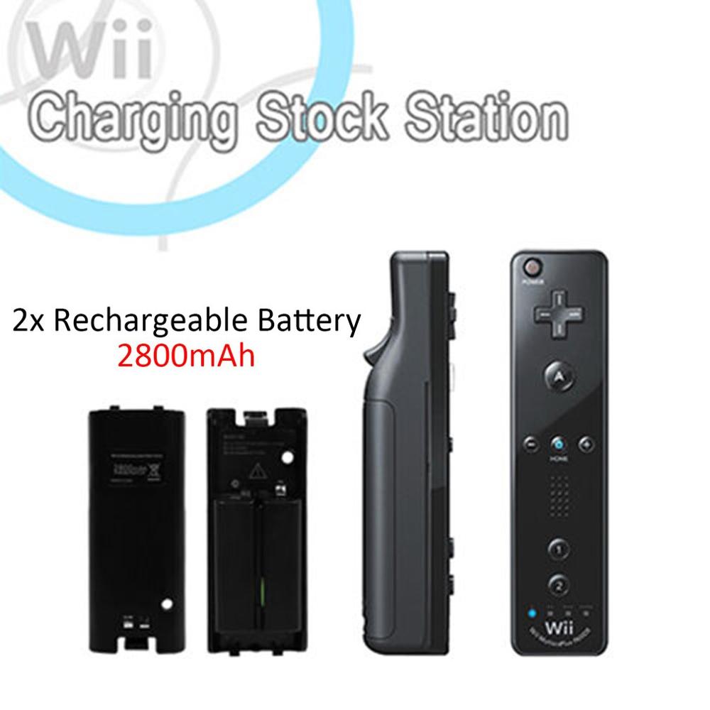 Para la estación de carga del cargador del mando a distancia de WII + 2 baterías accesorios del juego