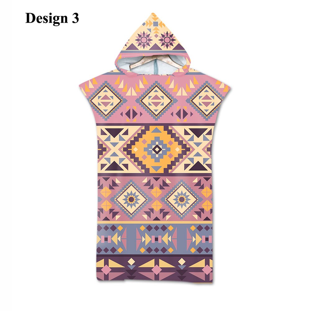 aztèque bohème géométrique Triangles Zigzags diamants rayures imprimer grand adulte Poncho à capuche piscine bain serviette de plage: Design 3