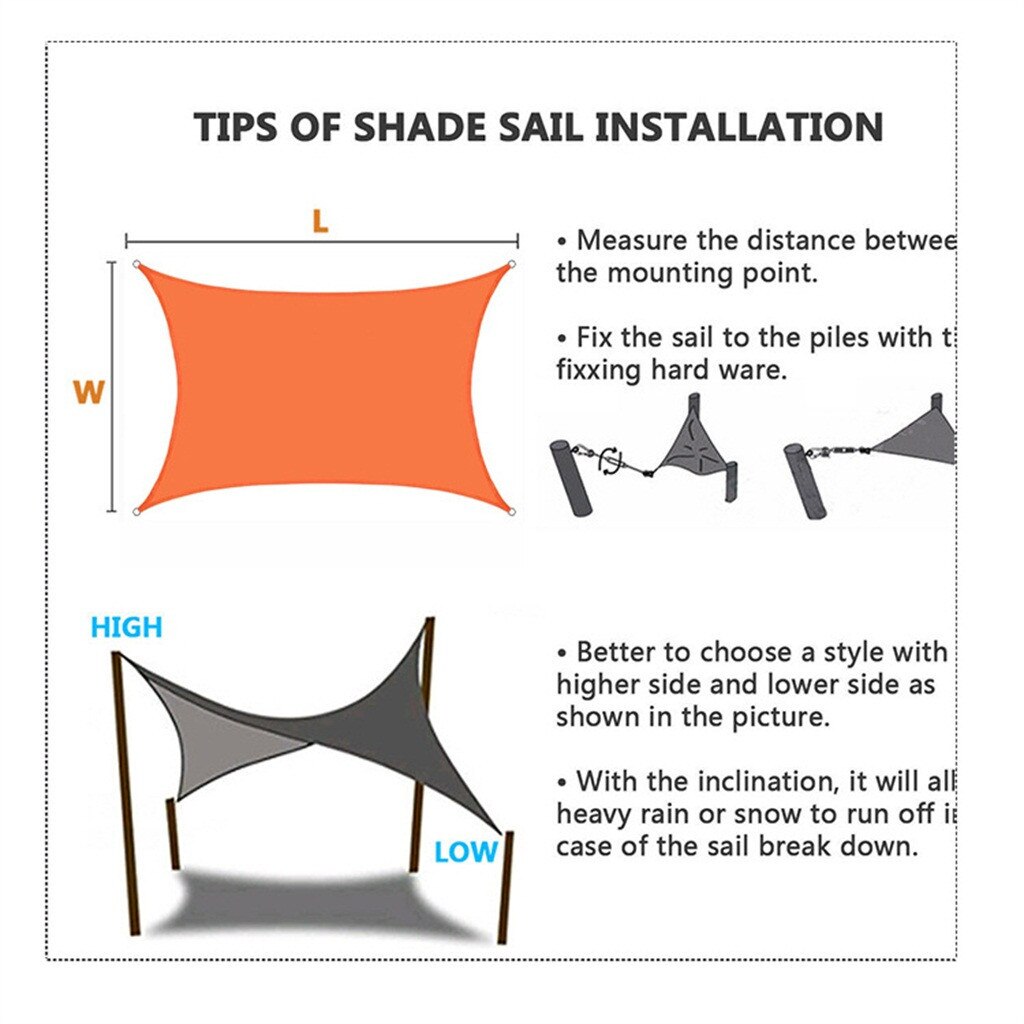 Waterproof Sun Shade Polyester Square Rectangle Shade Sail Garden Terrace Canopy Swimming Camping Hiking Yard Sail Awning #g3