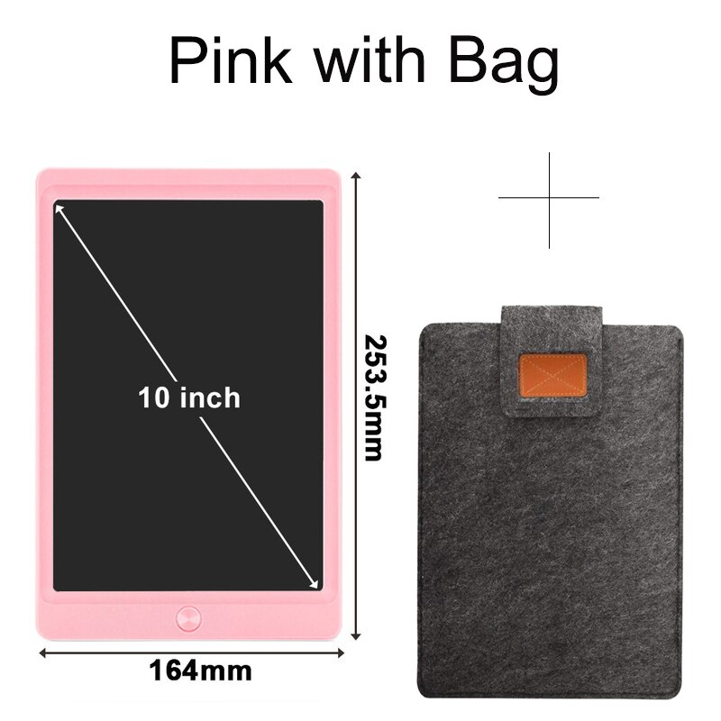 Tekening Pad Lcd Schrijfbord Tablet 10 Inch Art Digitale Elektronica Grafische Draagbare Met Schakelaar Stylus Pen Voor Kids: Pink with Black Bag