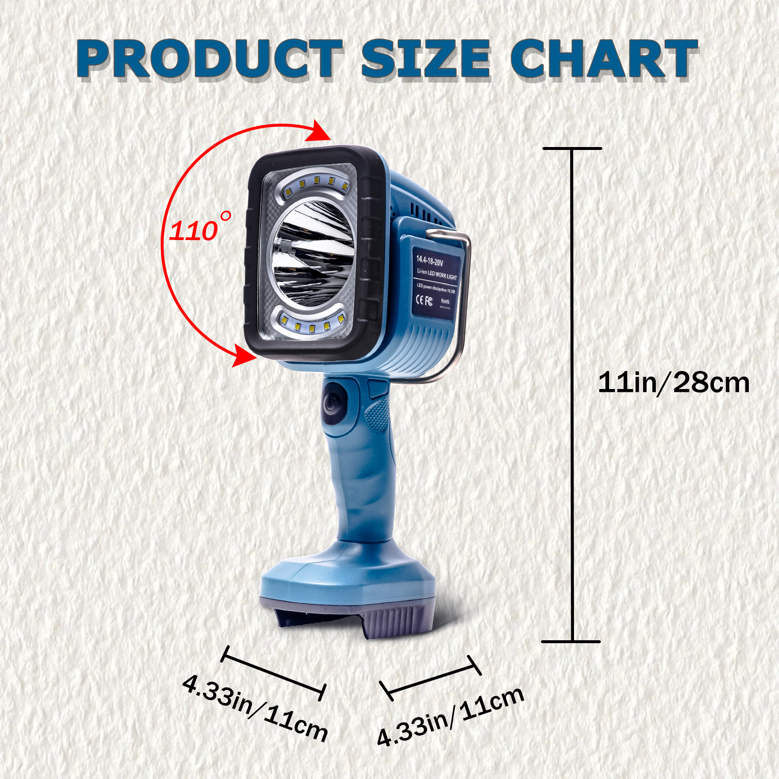 LED Werklamp Voor Makita 14.4 V-18 V Li-Ion Batterij Outdoor Camping Dual Lichtbron Verticale Lamp draagbare Zaklamp