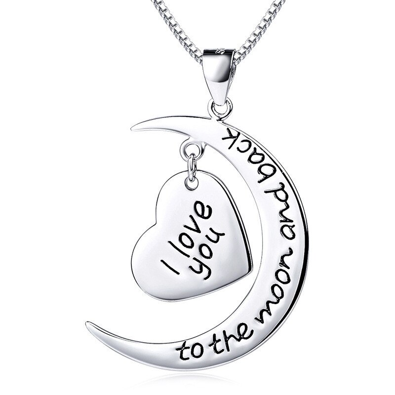 "i love you to the moon and back" heart necklace valentine's day mother's day romantic accessories jewelry