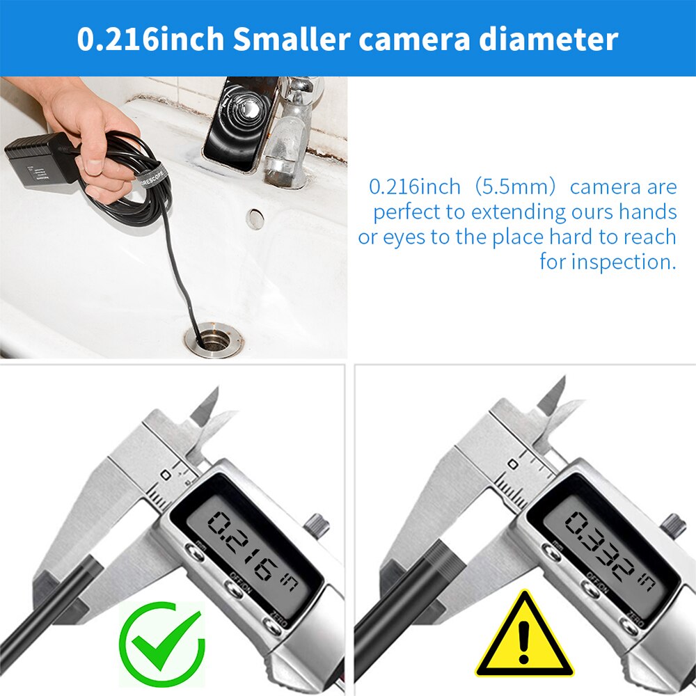Inspektionskamera  ip67 1080p wifi 6 led type c vandtæt til andriod 5.5mm usb borescope endoskop til android til ios