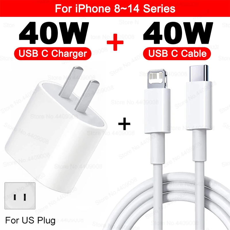Para Apple 40W para iPhone cargador USB tipo C cargador rápido para iPhone 16 15 14 13 12 11 pro Max Plus PD cable de carga Accesorios: KR