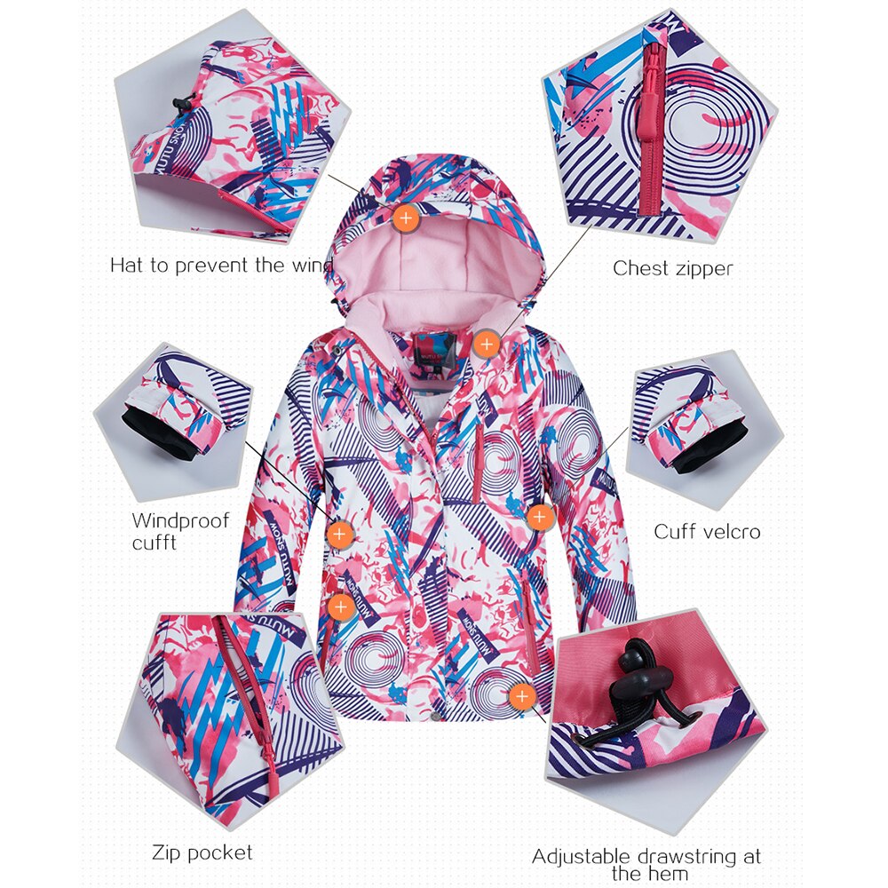 Chaqueta de Snowboard para niñas, marcas de invierno, , impermeable, resistente al viento, gruesa, muy cálidas, abrigo de nieve de 30 grados, chaqueta de esquí para niños