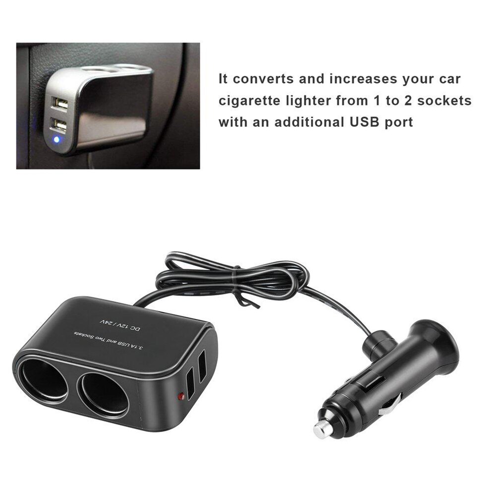 Cargador de coche de 60W 12V, cargador de mechero 3 en 1, adaptador de alimentación divisor USB, cargador de coche, cargador de teléfono móvil, Cargadores para iPhone iPad