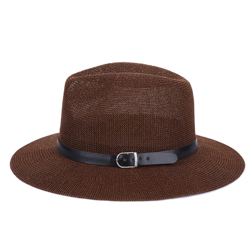 Strohoed Mannen Fedora Hoeden Met Riem Vintage Vrouwen Trilby Caps Zomer Fedora Uv Jazz Hoed Hoed Vrouwen vilt