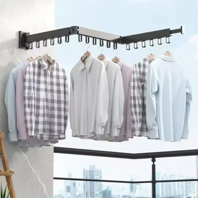 Wall Mounted Clothes Drying Rack,Aluminum Retractable Hanger,Space Saving Collapsible Dryer Racks for Balcony Parlour Laundry