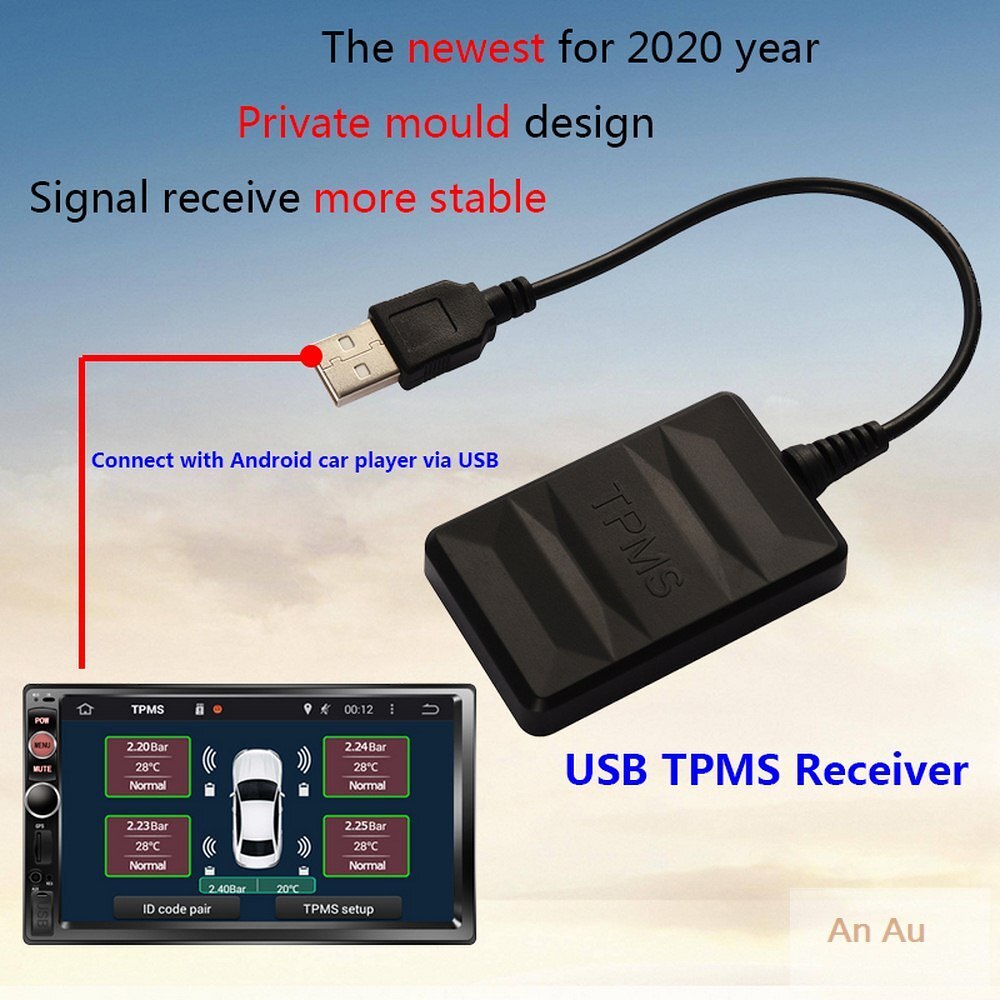 USB Android TPMS Tire Pressure Monitoring System Display Alarm System 5V Internal Sensors Android Navigation Car Radio 4 Sensors
