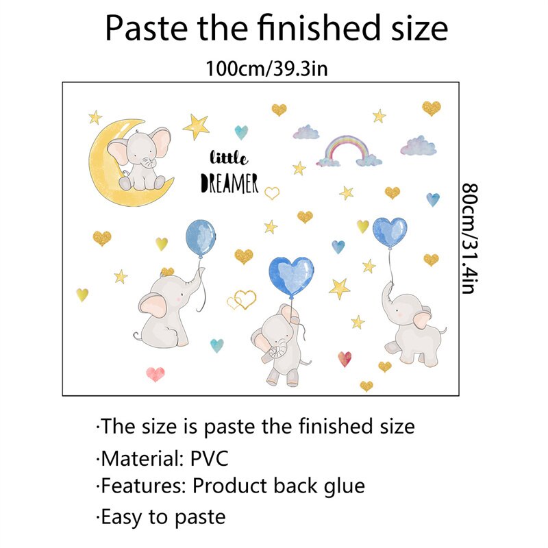 Cartoon Teddy Bear Sleeping on The Moon and Stars Wall Stickers for Kids BedRoom Baby Room Decoration Wall Decals Room Interior: Pattern 4