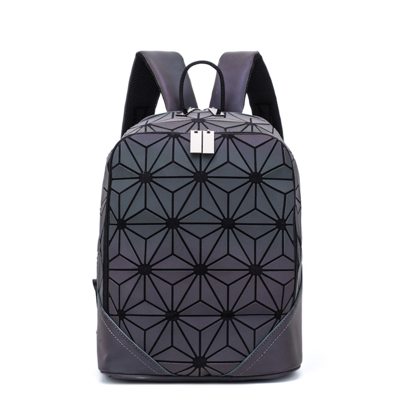 leucht Frauen Rucksäcke Mädchen Täglichen Rucksack Weibliche Geometrie Paket Pailletten Falten bagpack Taschen Mini Schule Tasche: leuchtend E