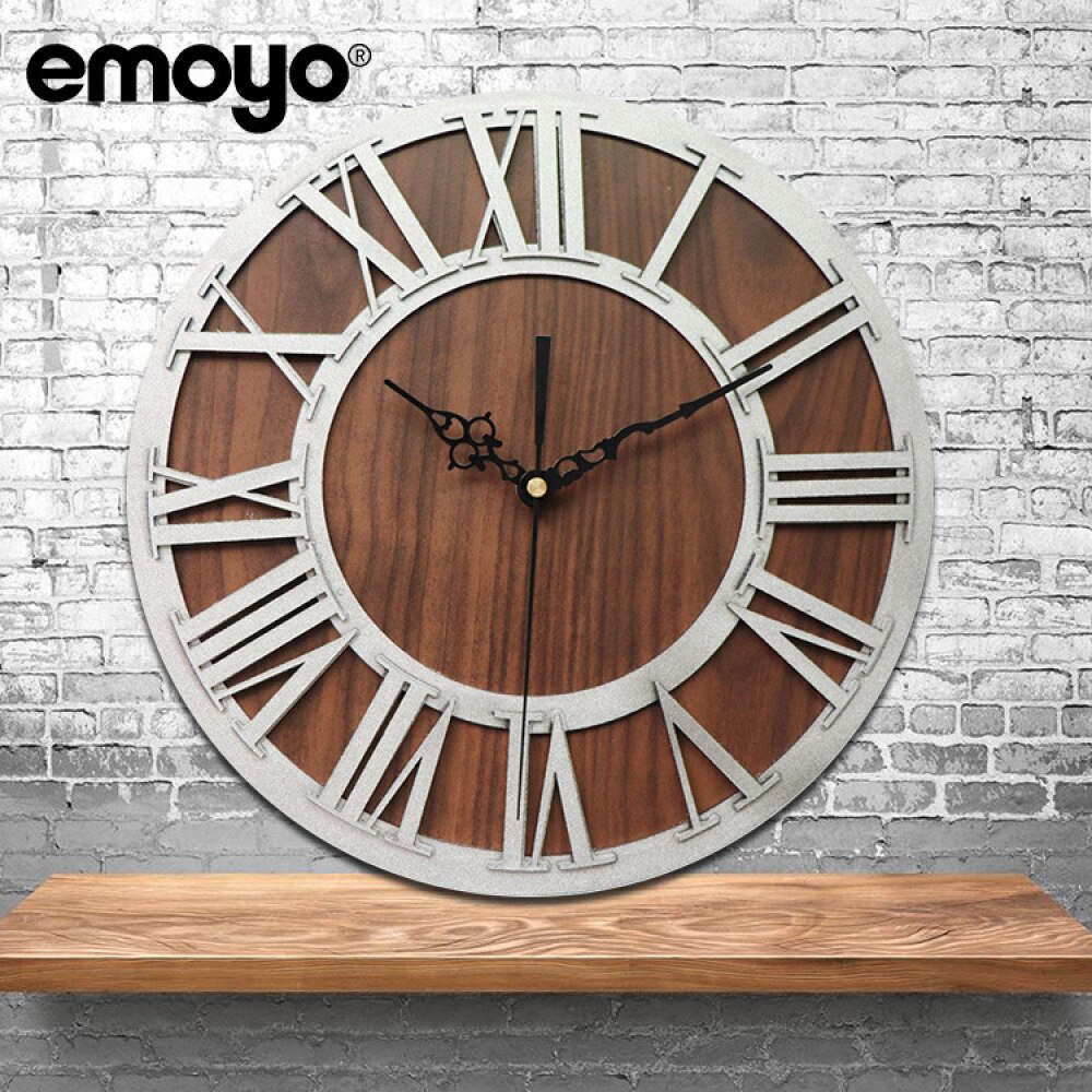 Roman Digital Wall Clock Simulation Wooden Wall Clock Roman Number Craft Wall Clock Acrylic Wall Clock (Black Shipment without B