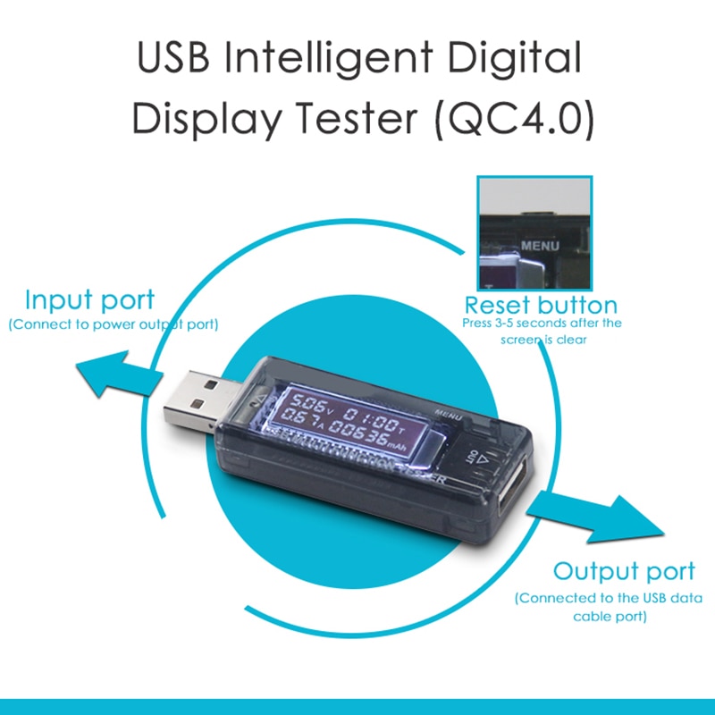 USB LCD Détecteur Voltmètre Ampèremètre Puissance Capacité Batterie CourantHU 