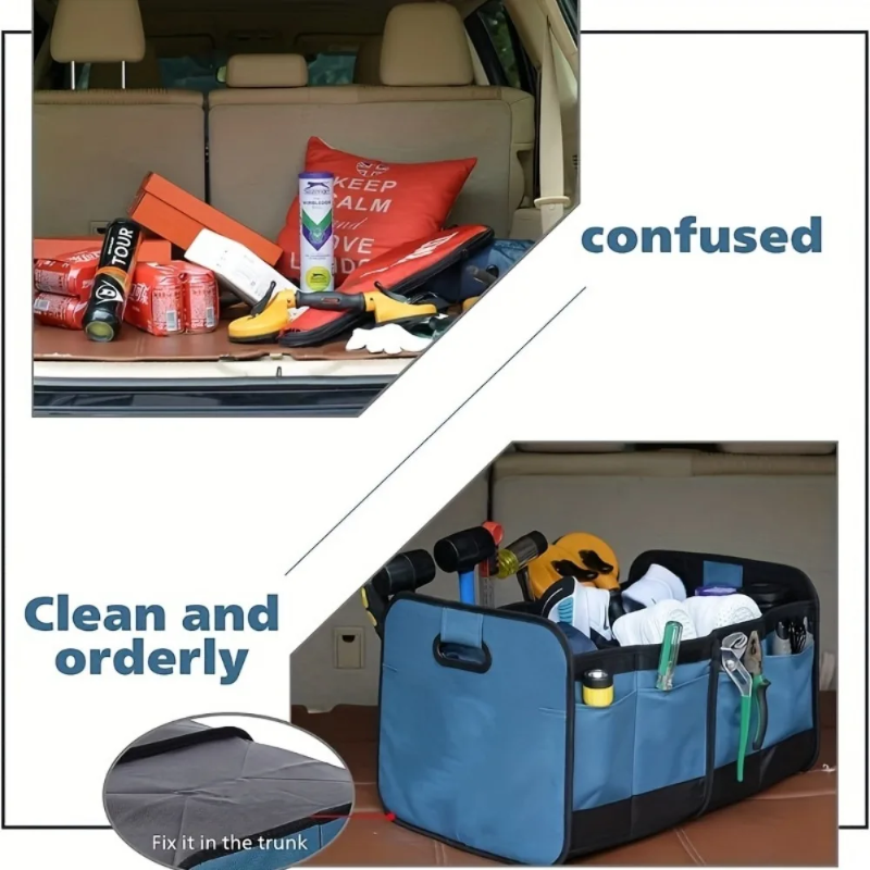 Organizador de maletero para almacenamiento de coches, organizadores de coches plegables con múltiples compartimentos, bañadores plegables e impermeables, dispositivo para coche, 1 ud.