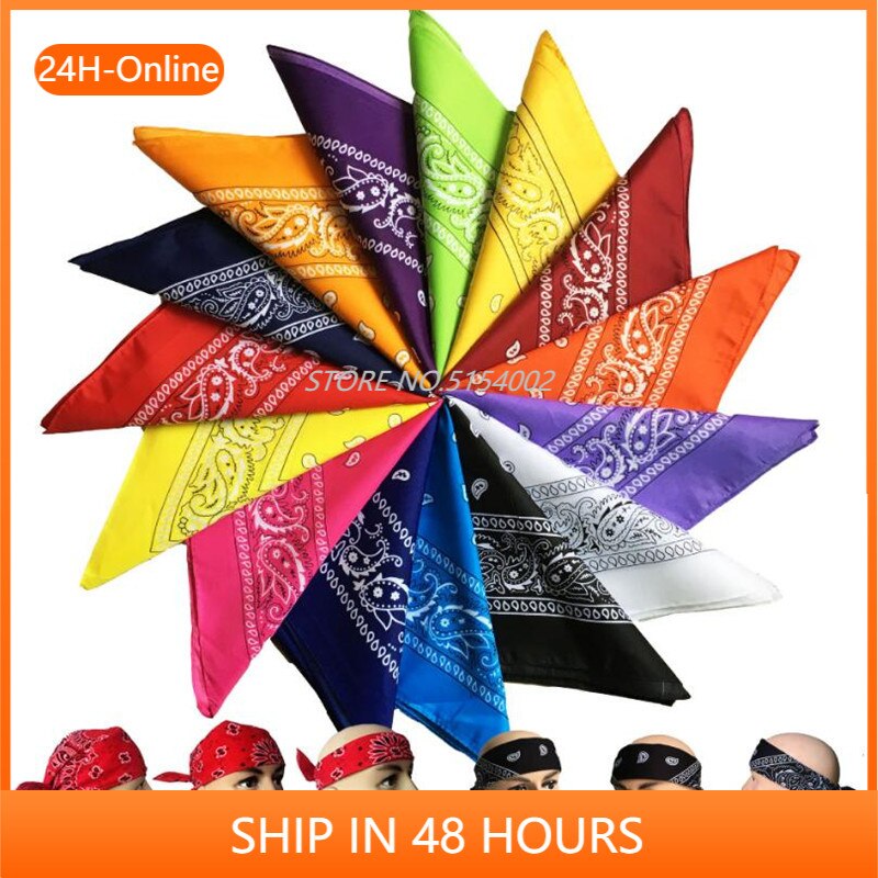 Hip Hop 100% Cotton Bandana Square Scarf Wrist Hairwrap Black Red Paisley Headband Printed For Women/Men/Boys/Girls