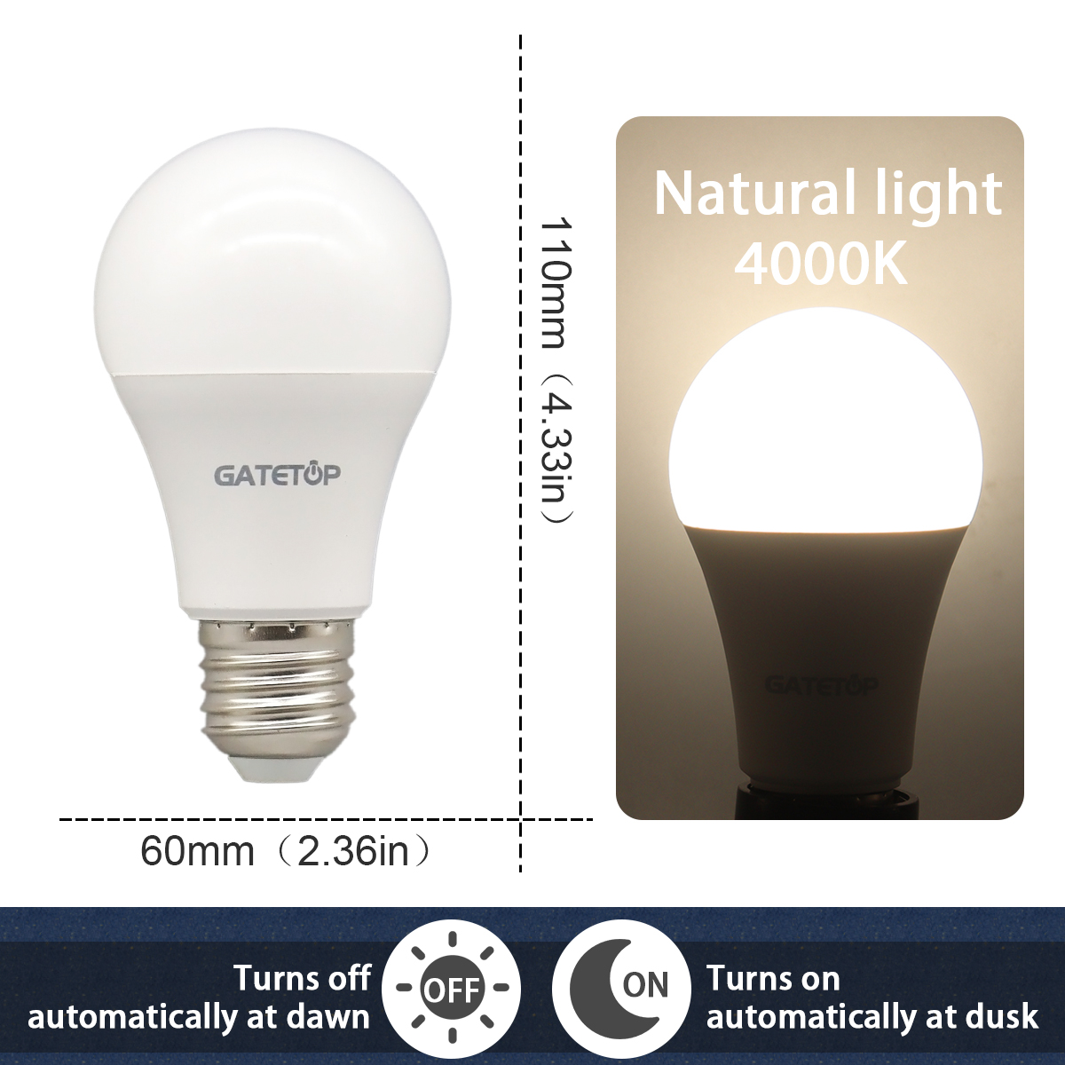 1 Stück LED-Lampe, Lichtsensor-Kontrollbirne, AC 220 V, 110 V, 10 W, E27, B22, Dämmerung bis Morgendämmerung, Glühbirne für Höhle Eingang der unterirdischen Garage: veränderbar