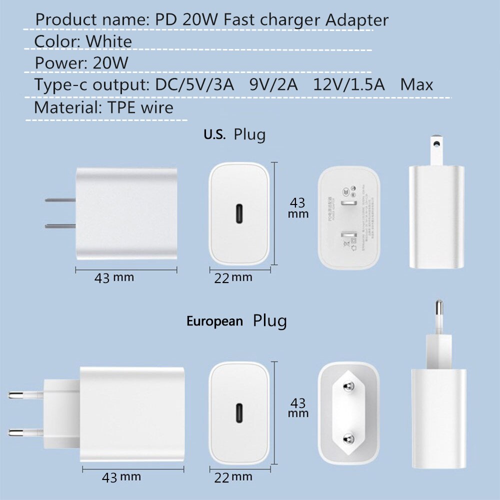 Lism 20W Pd Fast Charger Voor Iphone 12 11 Xs Xr Pro Max 8 Usb C Adapter Oplader Type C Quick Opladen QC3.0 Voor Xiaomi Samsung