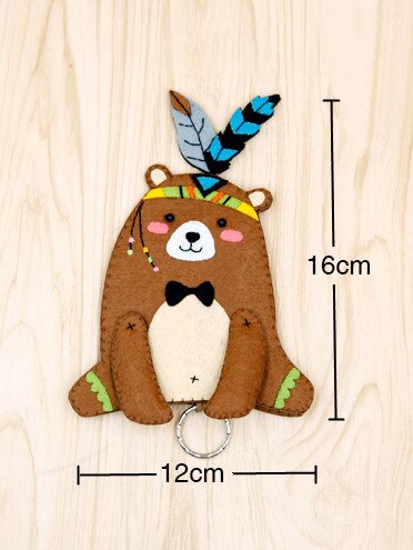 Handmade Sewing Cute Bear Key Bag Felt Bear Dolls Key Holder Organizer Bag Non-Woven Fabric Free Cutting Material DIY Package