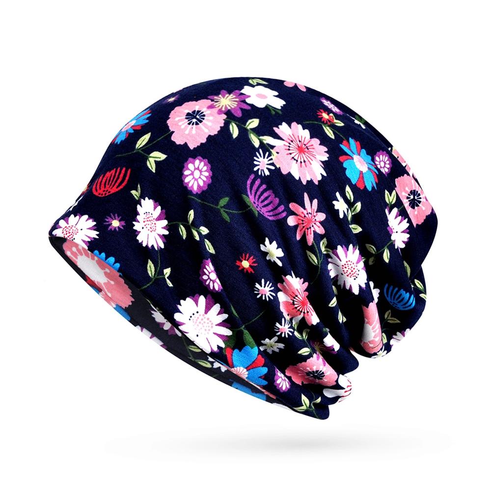 Gorro de algodón elástico transpirable para deportes al aire libre, gorro térmico, bufanda Floral, sombrilla para el cuello