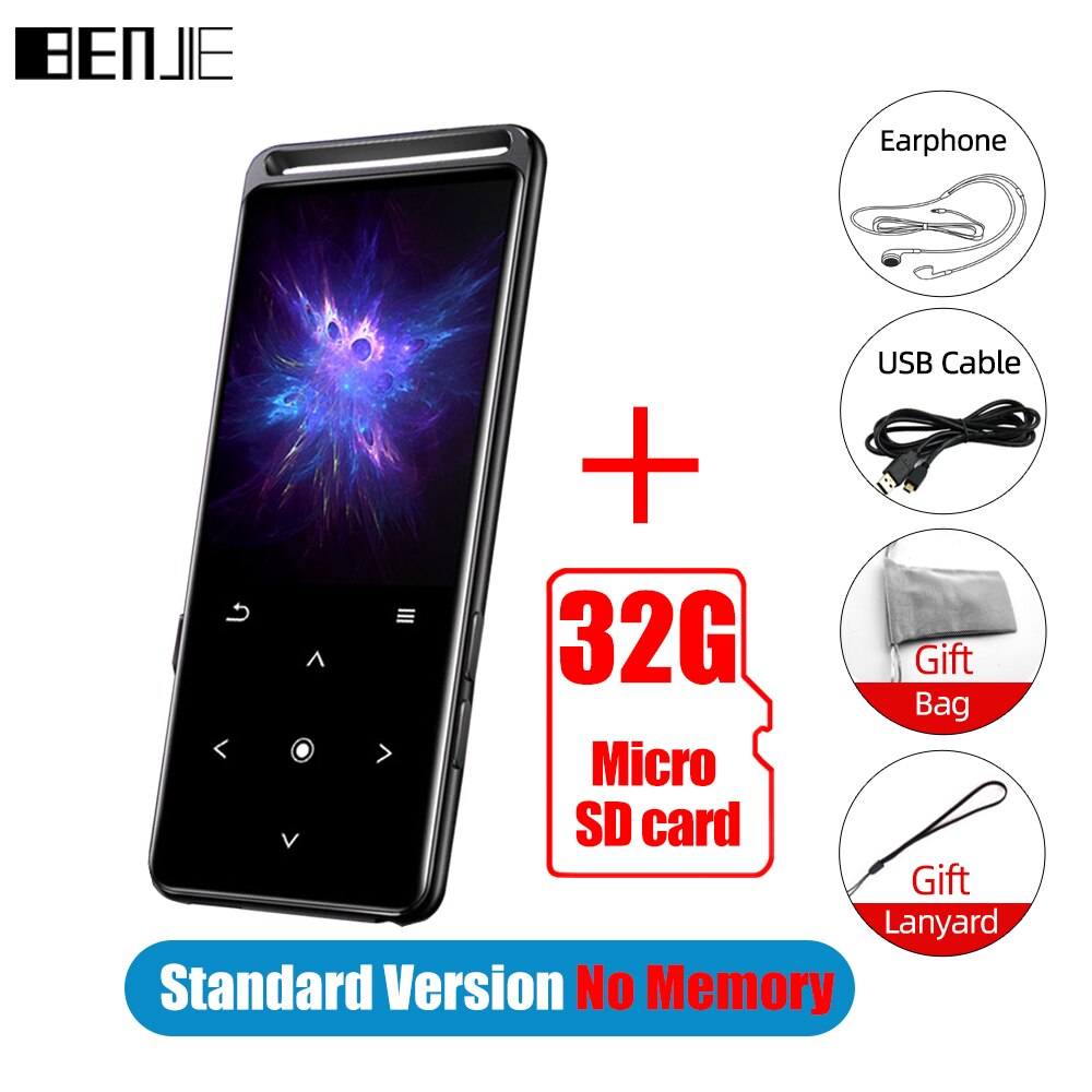 Benjie Mini Hifi Spelers Met Bluetooth 5.0 Smart Touch Screen Audio Muziekspeler Draagbare Fm Radio Ebook Voice Recorder Walkman: Add 32G TF Card