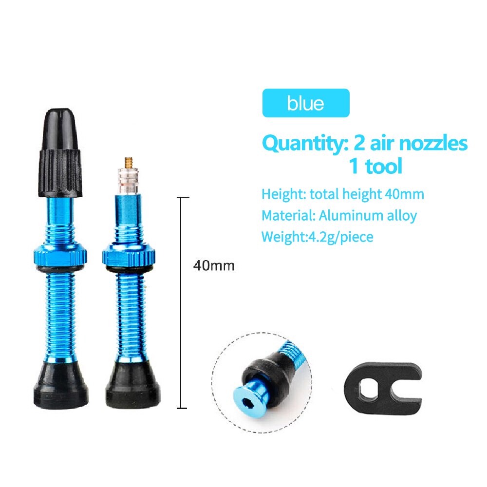 40/60/80mm ventiler for road mtb sykkel tubeless ventil 1 par vakuum aluminiumslegering dekk ventil for sykkel sykkel tilbehør: Blå 40mm